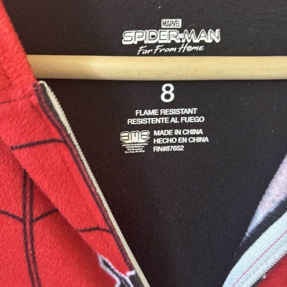 Spiderman Boys Jumpsuit Pajama Costume Size 8 Fleece Hooded Halloween Superhero - Picture 5 of 11